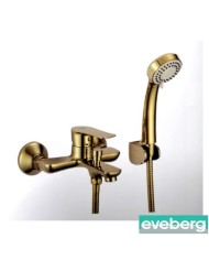 Bath Faucet Set Eveberg Venti Gold with Shower Telephone & Spiral & Telephone Holder