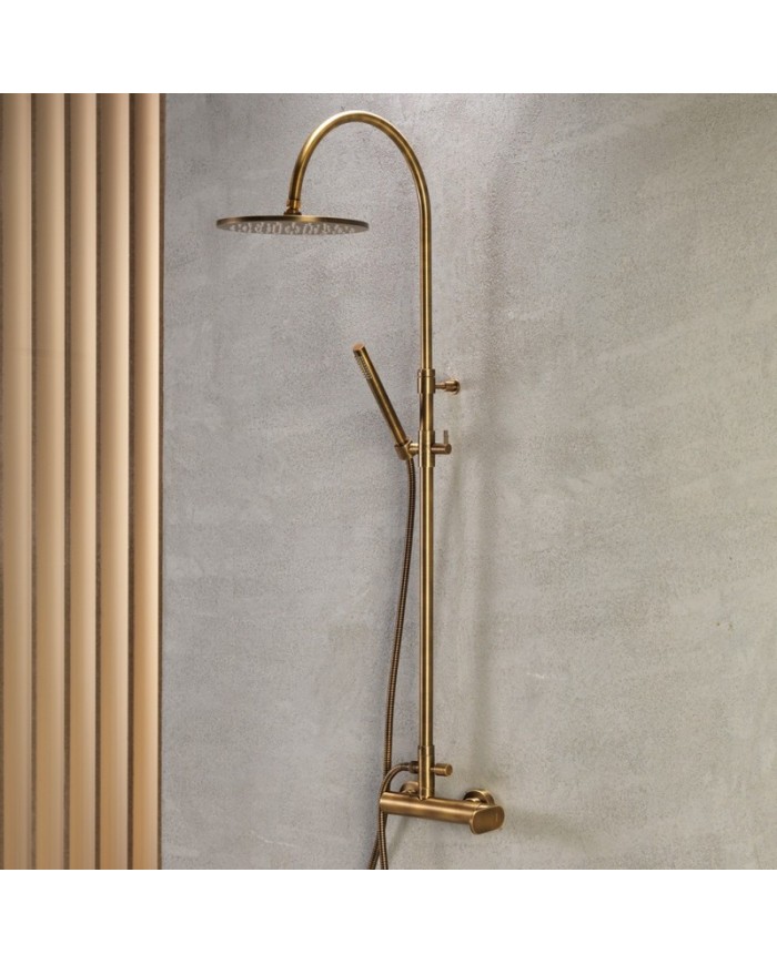 Bronze/Antique Brassed Armando Vicario Shower Column With Faucet & Tilting Head & Telephone with Bracket (500065-221)