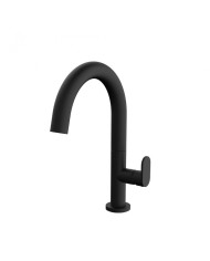 Armando Vicario Slim Black Matt Medium Height Basin Faucet with Valve (500040-400)