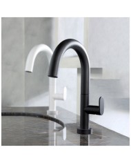 Armando Vicario Slim Black Matt Medium Height Basin Faucet with Valve (500040-400)