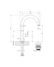 Armando Vicario Slim Black Matt Medium Height Basin Faucet with Valve (500040-400)