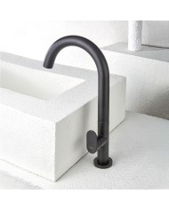 Armando Vicario Slim Black Matt High Mixer Basin Faucet with Valve (500041-400)
