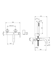 Armando Vicario Slim Black Matt Bathroom Faucet with Telephone and Unbreakable Spiral (500100-221)