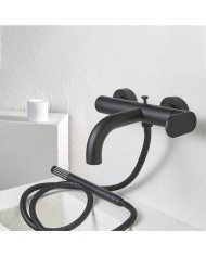 Armando Vicario Slim Black Matt Bathroom Faucet with Telephone and Unbreakable Spiral (500100-221)