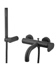 Armando Vicario Slim Black Matt Bathroom Faucet with Telephone and Unbreakable Spiral (500100-221)