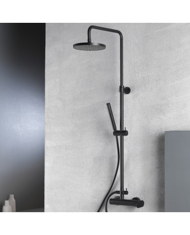 Στήλη Ντουζ Armando Vicario Slim Black Matt Με Μπαταρία & Ανακλινόμενη Κεφαλή & Τηλέφωνο με στήριγμα (500065-400)