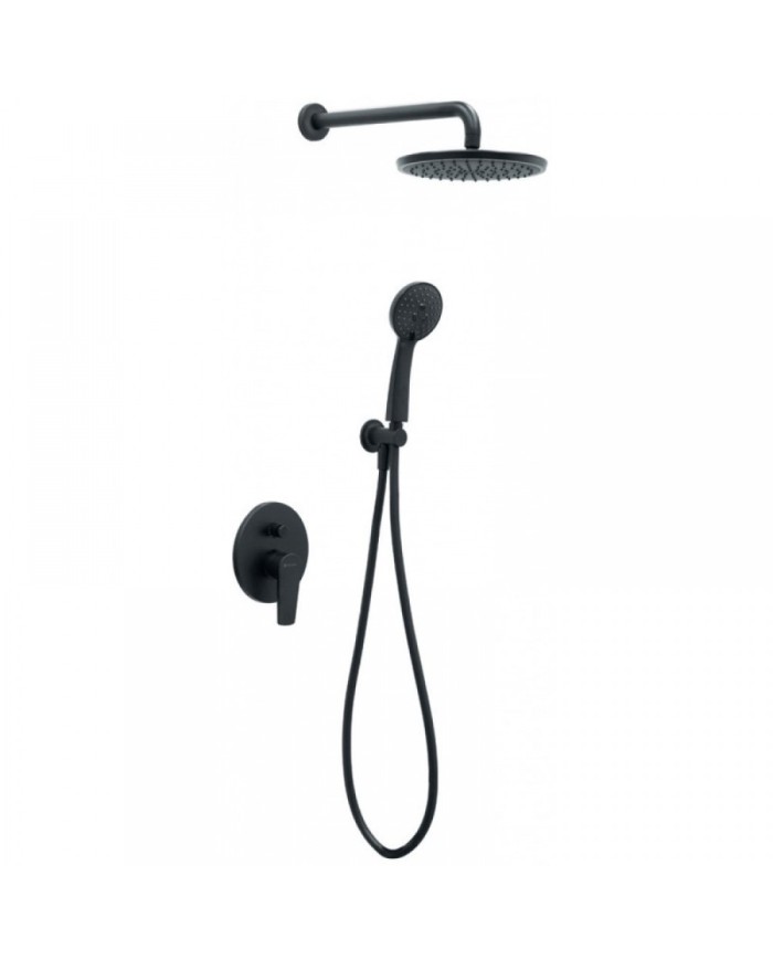 Built-in Complete Bathroom Set Modea Optima Black, 2 Outlet Mixer & Bell Ø22cm & Telephone with Bracket (00-07700B)