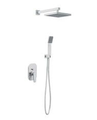 Built-in Complete Bathroom Set Modea Optima Square Chrome, 2 Outlet Mixer & Bell 20x20cm & Telephone with Bracket
