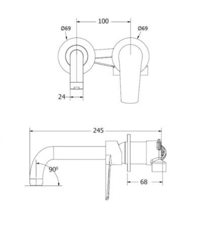 Concealed Basin Faucet Modea Optima Black Matt (00-07510/B)