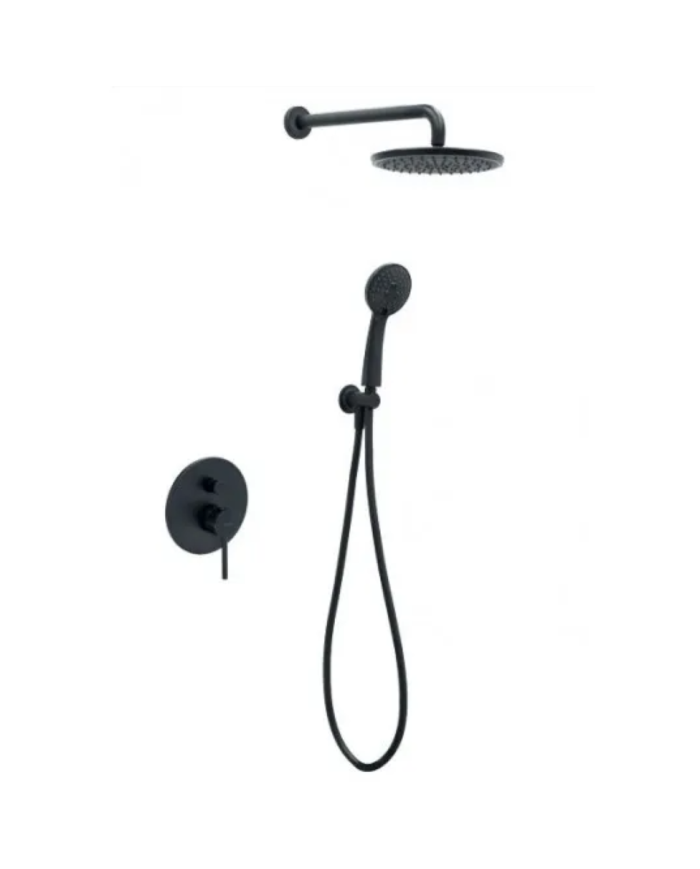 Built-in Complete Bathroom Set Modea Etna Black, 2 Outlet Mixer & Bell Ø22cm & Telephone with Bracket (00-08700/B)