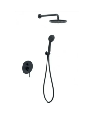 Built-in Complete Bathroom Set Modea Etna Black, 2 Outlet Mixer & Bell Ø22cm & Telephone with Bracket (00-08700/B)