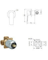 Modea Optima Black Matt Single Outlet Concealed Faucet With Rosette Ø69 (00-07530/B/B)