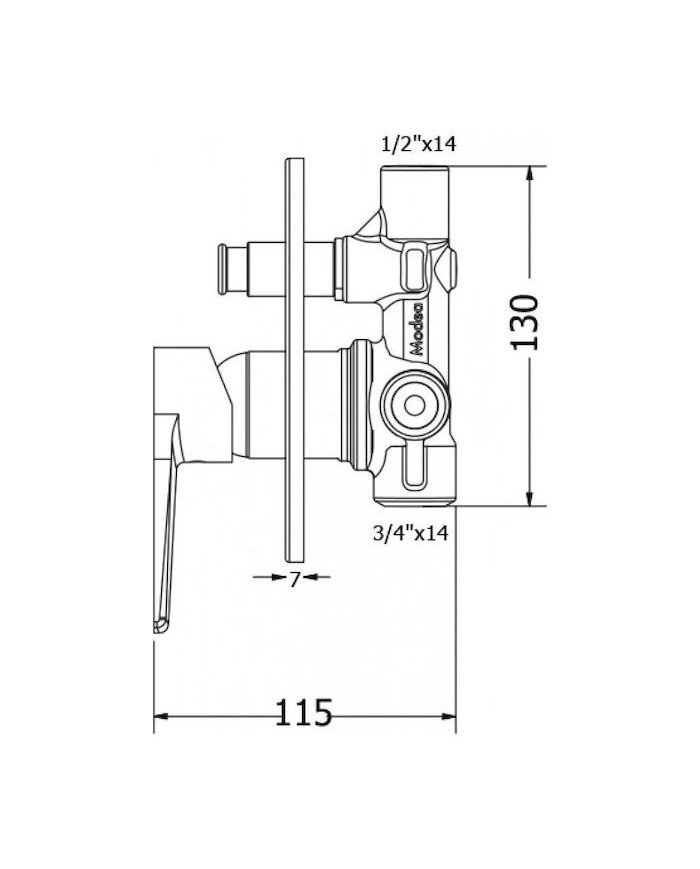 Built-in Shower Faucet 2 Outlets Modea Optima Chrome With Rosette Ø155 (00-07500)