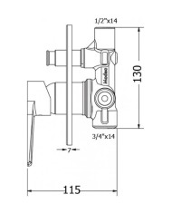 Built-in Shower Faucet 2 Outlets Modea Optima Chrome With Rosette Ø155 (00-07500)