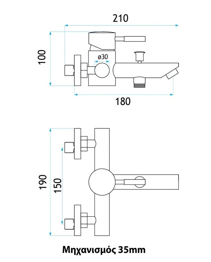 Bathroom Faucet H-IT Slim Inox Matt Wall-Mounted Set With Shower Telephone, Spiral & Base (21230000001)