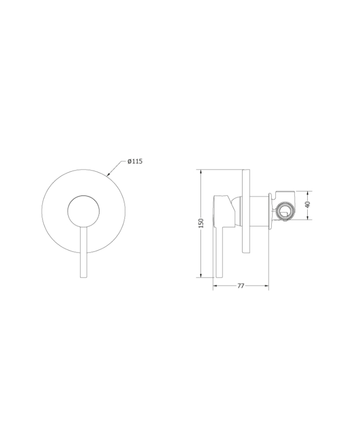 Modea Etna Black Matt Single Outlet Concealed Faucet With Rosette Ø115 (00-08620/B)