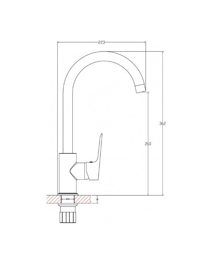Elizara Inter Ceramic High Mixer Sink Faucet ( ICF 7003153 M7313 )