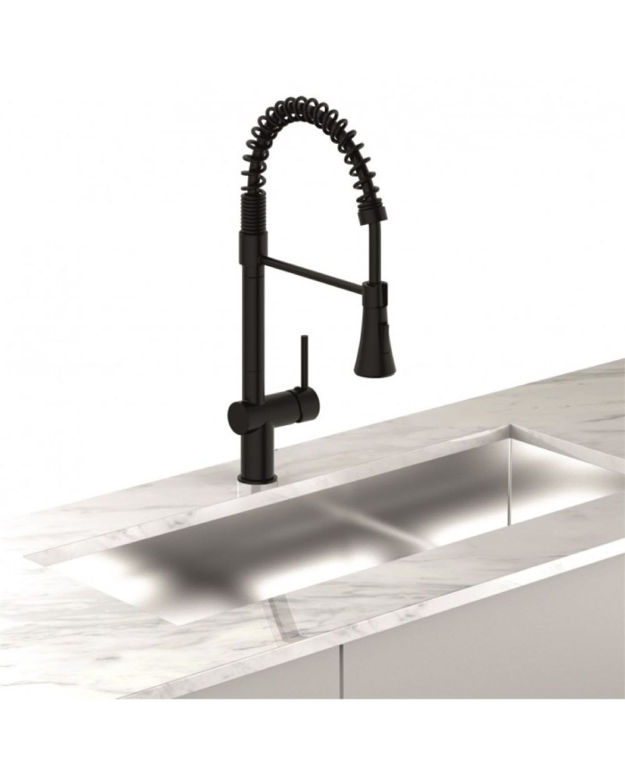 Sink Faucet With Detachable Faucet Black Inter Ceramic Kitchen Line ICF 7561017B