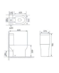 Amco Line Zara Basin Set 60cm Rimless Square 8600 CC Spout & cistern & Cover & Mechanism