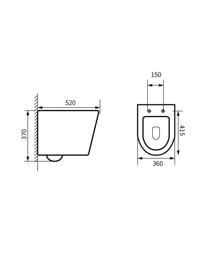 Hanging Basin Rimless Amco Line Zara Oval White with Soft Close Cover (8001)