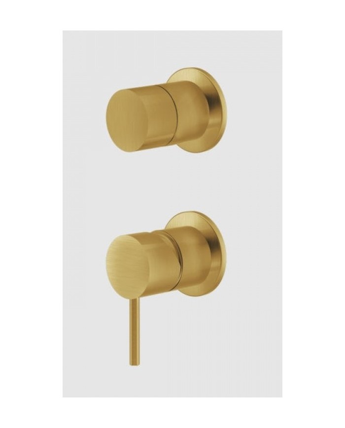 Built-in Bathroom Set La Torre Elle 316 Gold Brushed PVD 2 Outlet Mixer & Round Wall Head & Telephone with Bracket