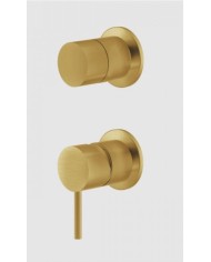 Built-in Bathroom Set La Torre Elle 316 Gold Brushed PVD 2 Outlet Mixer & Round Wall Head & Telephone with Bracket