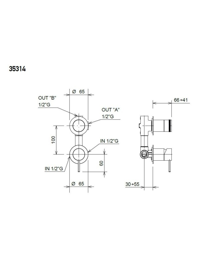 Built-in Bathroom Set La Torre Elle 316 Gold Brushed PVD 2 Outlet Mixer & Round Wall Head & Telephone with Bracket