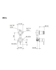 Built-in Bathroom Set La Torre Elle 316 Gold Brushed PVD 2 Outlet Mixer & Round Wall Head & Telephone with Bracket