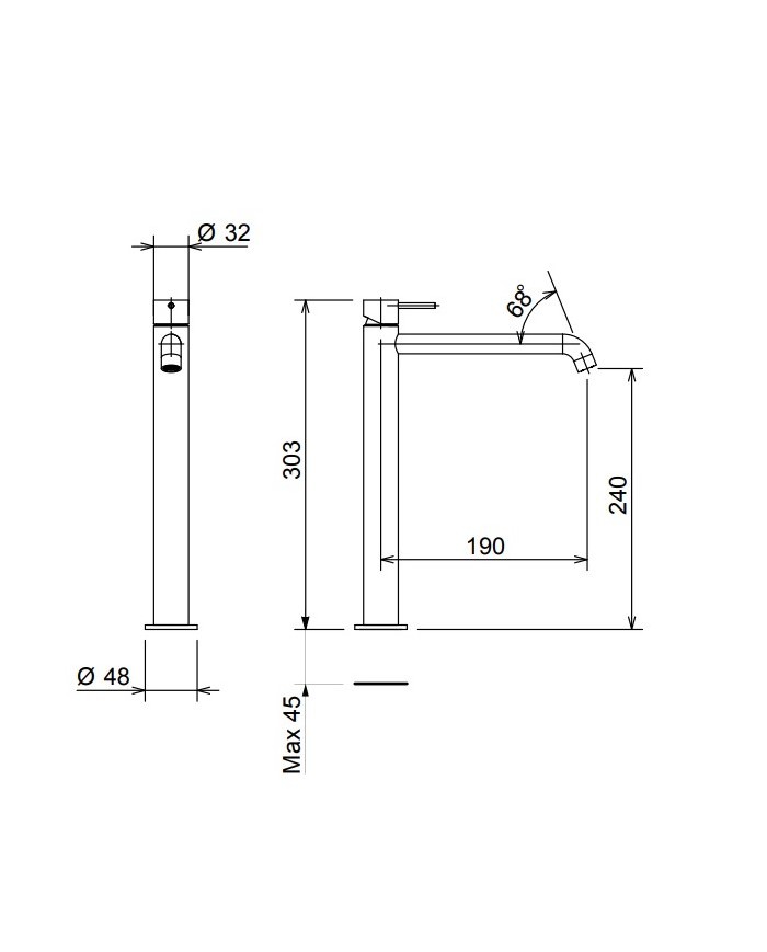 Μπαταρία Νιπτήρα Ψηλή Αναμεικτική La Torre Elle 316 Gold Brushed PVD με Βαλβίδα clic-clac INOX 316 (35016-211)