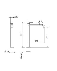 Μπαταρία Νιπτήρα Ψηλή Αναμεικτική La Torre Elle 316 Gold Brushed PVD με Βαλβίδα clic-clac INOX 316 (35016-211)