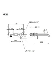 La Torre Elle 316 Gold Brushed PVD Concealed Basin Mixer Tap & Spout Single Outlet/Two Hole Washbasin