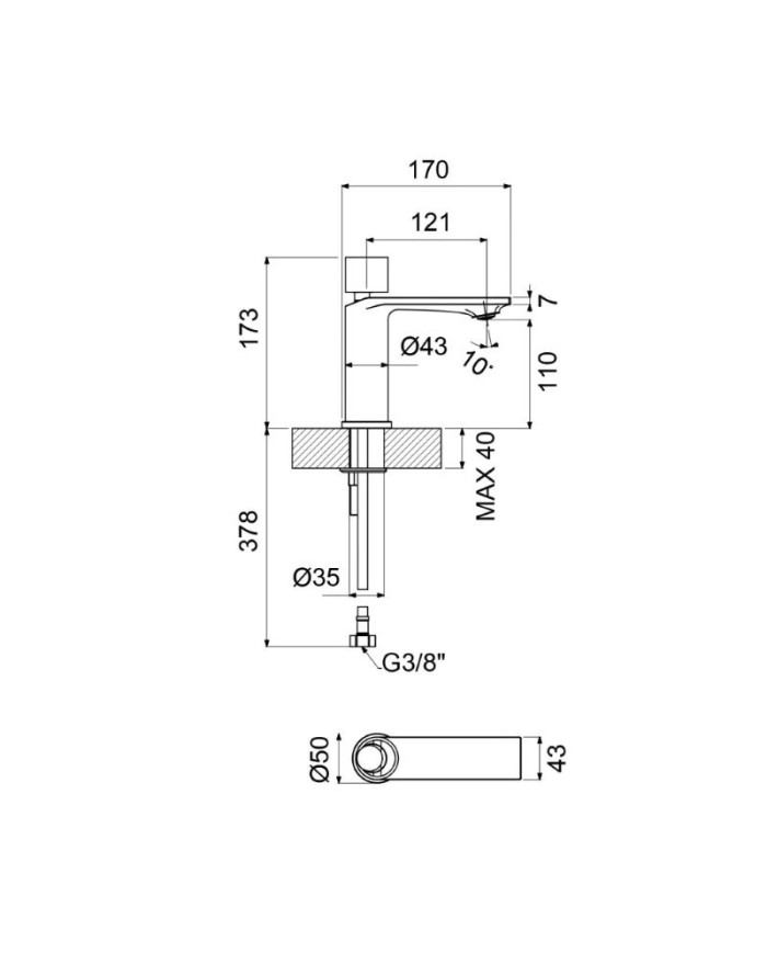Μπαταρία Νιπτήρα Αναμεικτική Armando Vicario Halo Gold Brushed με Βαλβίδα clic-clac  (515010-201)