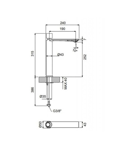 Μπαταρία Νιπτήρα Ψηλή Αναμεικτική Armando Vicario Halo Gold Brushed με Βαλβίδα clic-clac  (515041-201)