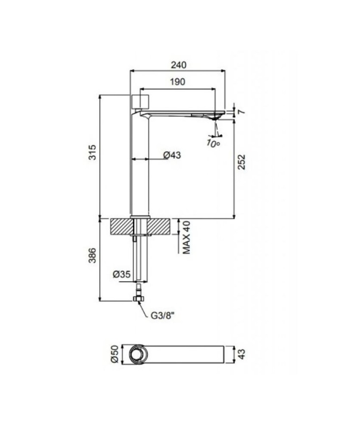 Μπαταρία Νιπτήρα Ψηλή Αναμεικτική Armando Vicario Halo Gold Brushed με Βαλβίδα clic-clac  (515041-201)