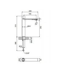 Μπαταρία Νιπτήρα Ψηλή Αναμεικτική Armando Vicario Halo Gold Brushed με Βαλβίδα clic-clac  (515041-201)