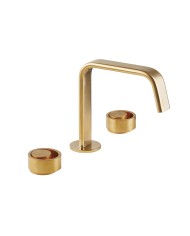 Μπαταρία Νιπτήρα Αναμεικτική Τριών (3) Οπών Armando Vicario Halo Gold Brushed με Βαλβίδα clic-clac  (515043-201)