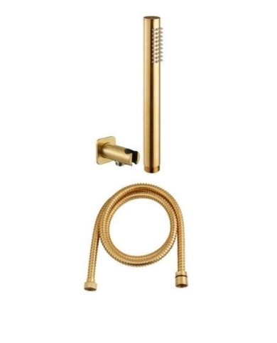 Εντοιχιζόμενο Σετ Λουτρού Armando Vicario Halo Gold Brushed Μίκτης 2 Εξόδων Με Εκτροπέα & Κεφαλή Τοίχου Στρόγγυλη  & Τηλέφωνο