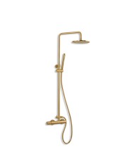 Height Adjustable Shower Column Eurorama Eletta Chester Light Gold Brushed With Faucet & Tilting Head & Telephone