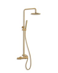 Height Adjustable Shower Column Eurorama Eletta Chester Light Gold Brushed With Faucet & Tilting Head & Telephone