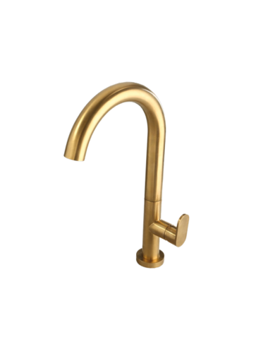 Μπαταρία Νιπτήρα Αναμεικτική Ψηλή Armando Vicario Slim Gold Brushed με Βαλβίδα (500041-201)