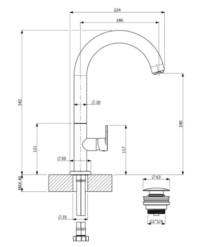 Μπαταρία Νιπτήρα Αναμεικτική Ψηλή Armando Vicario Slim Gold Brushed με Βαλβίδα (500041-201)