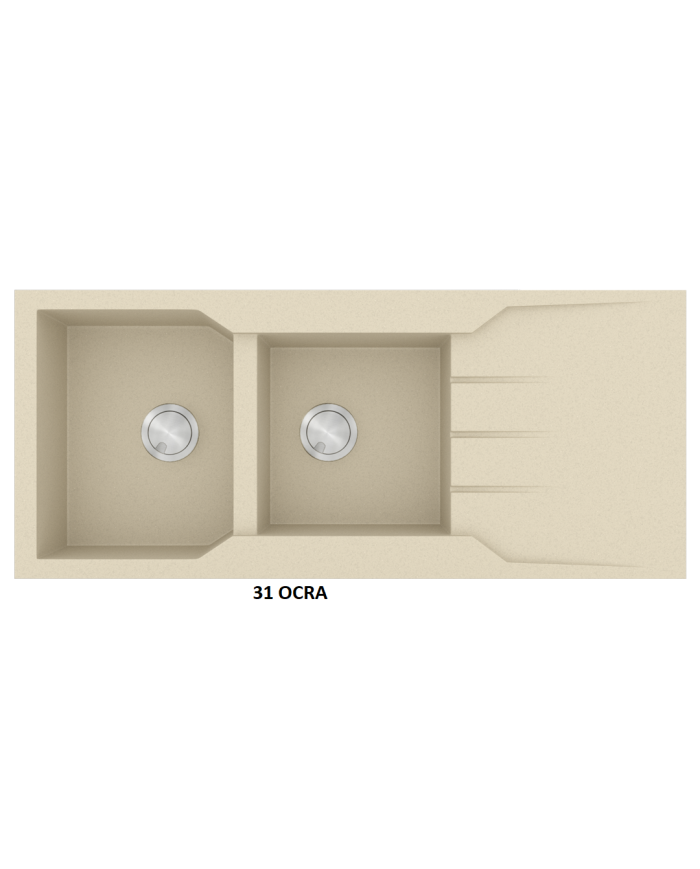 Νεροχύτης Γρανιτένιος Sanitec Ultra Granite 801 116 2B 1D (116X50)  Βαρέως Τύπου Αντιστρεφόμενος