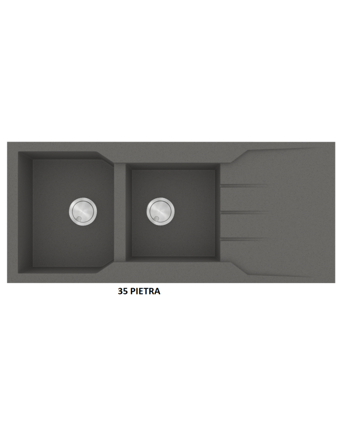 Νεροχύτης Γρανιτένιος Sanitec Ultra Granite 801 116 2B 1D (116X50)  Βαρέως Τύπου Αντιστρεφόμενος