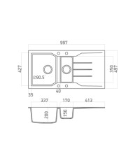 Νεροχύτης Γρανιτένιος Sanitec Ultra Granite 802 100 1/2B 1D (100X50) Βαρέως Τύπου Αντιστρεφόμενος