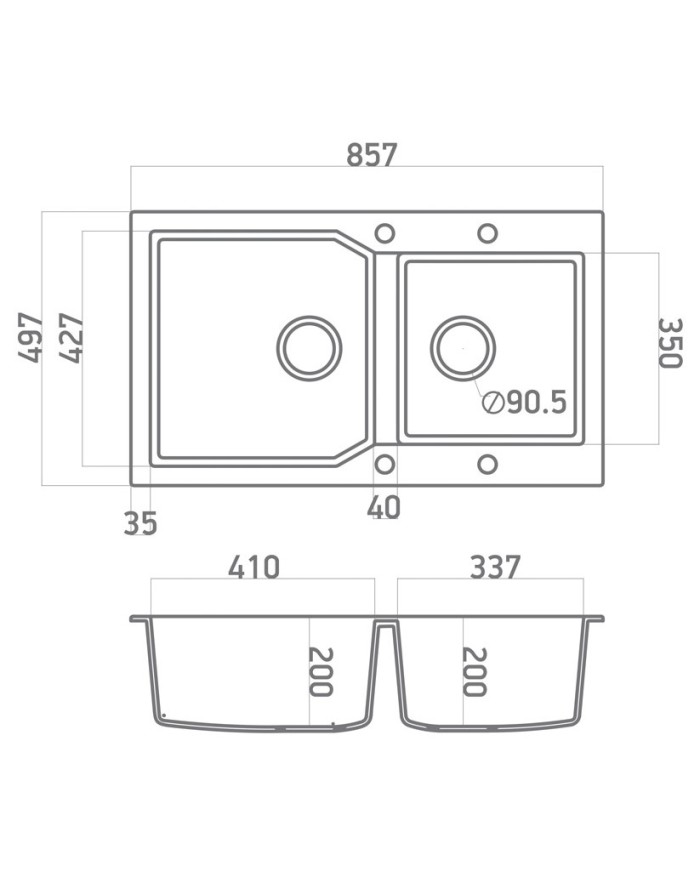 Sanitec Ultra Granite Granite Sink 804 86 2B (86X50) Heavy Duty Reversible