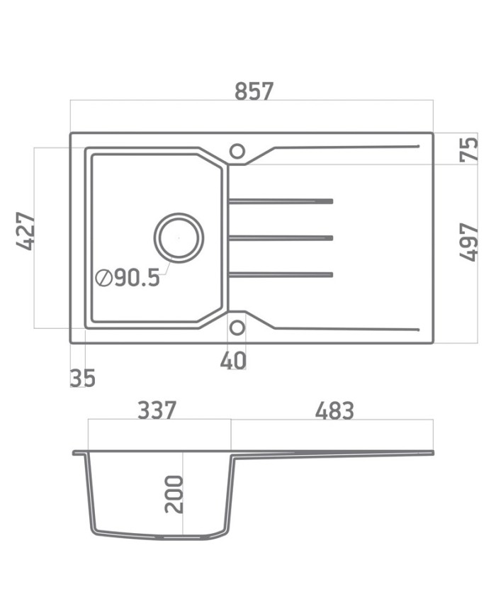 Granite Sink Sanitec Ultra Granite 805 86 1B 1D (86X50) Heavy Duty Reversible
