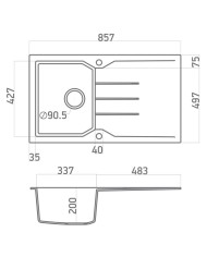 Νεροχύτης Γρανιτένιος Sanitec Ultra Granite 805 86 1B 1D (86X50) Βαρέως Τύπου Αντιστρεφόμενος