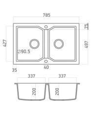 Granite Sink Sanitec Ultra Granite 806 79 2B (79X50) Heavy Duty
