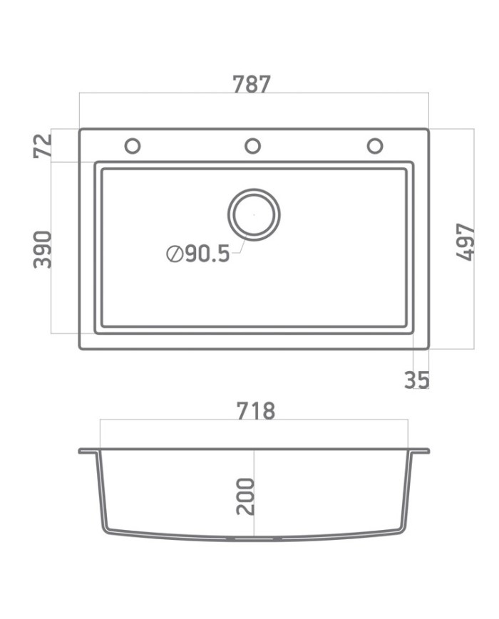 Granite Sink Sanitec Ultra Granite 808 79 1B (79X50) Heavy Duty