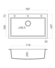 Granite Sink Sanitec Ultra Granite 808 79 1B (79X50) Heavy Duty